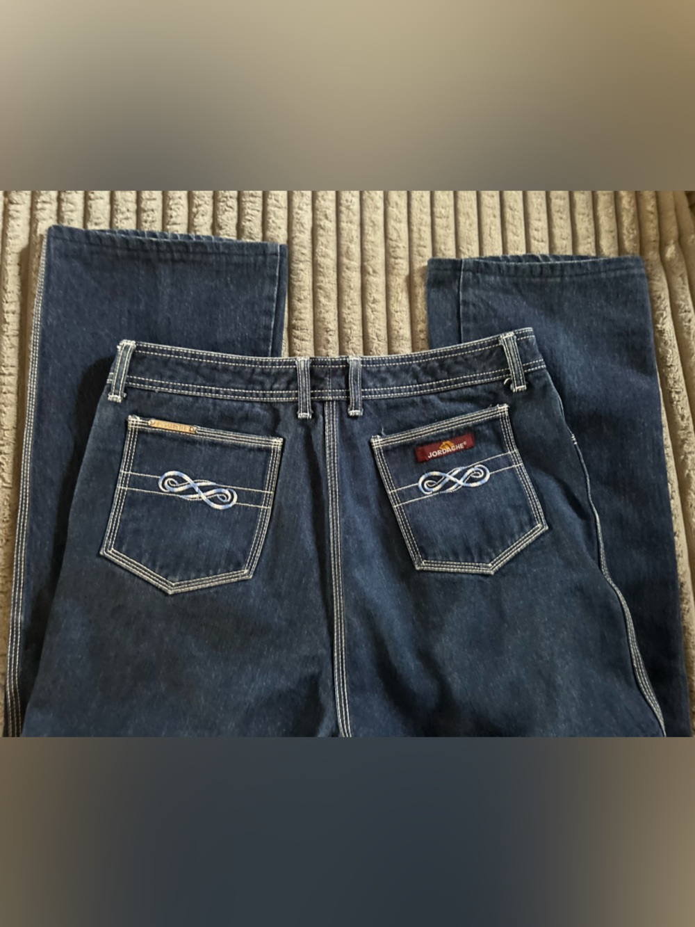 Vintage 80's Jordache Dark Denim Blue with Embroidered Pockets Size 36 - Picture 4 of 12